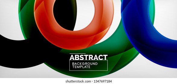 Flying circles geometric abstract background, vector illustration