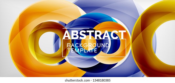 Círculos voadores abstrato geométrico plano de fundo, ilustração vetorial