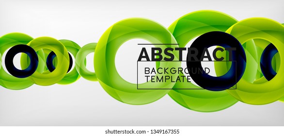 Flying circles geometric abstract background, vector illustration