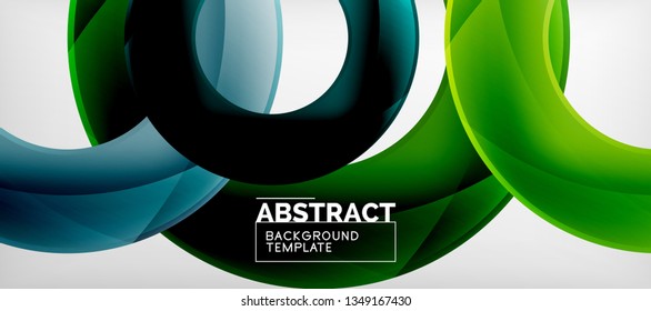 Flying circles geometric abstract background, vector illustration