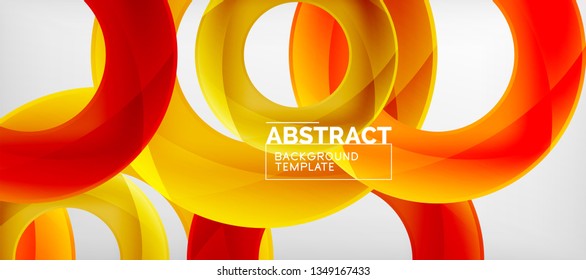 Flying circles geometric abstract background, vector illustration