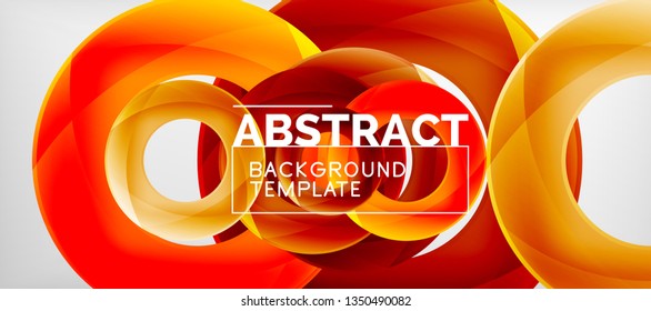 Flying circles geometric abstract background, vector illustration