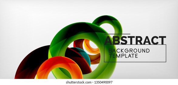 Flying circles geometric abstract background, vector illustration