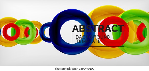 Flying circles geometric abstract background, vector illustration