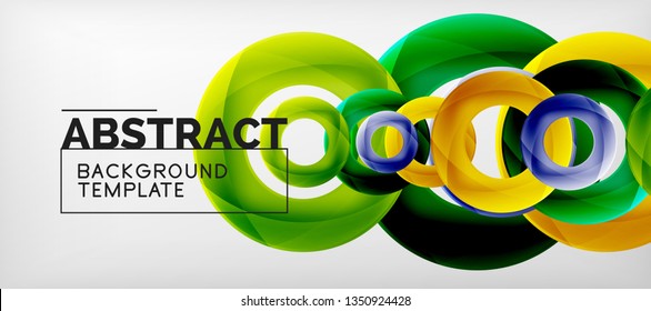 Fliegende Kreise, geometrischer abstrakter Hintergrund, Vektorgrafik