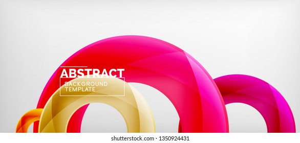 Flying circles geometric abstract background, vector illustration
