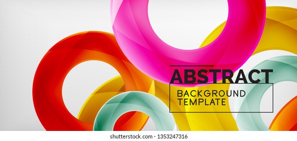 Flying circles geometric abstract background, vector illustration