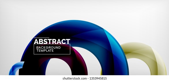 Flying circles geometric abstract background, vector illustration