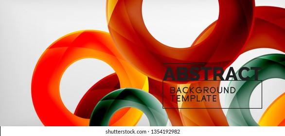 Flying circles geometric abstract background, vector illustration