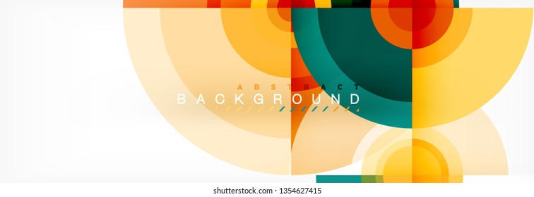 Flying circles geometric abstract background, vector