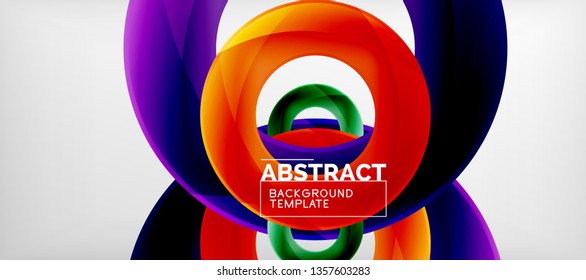 Fliegende Kreise, geometrischer abstrakter Hintergrund, Vektorgrafik