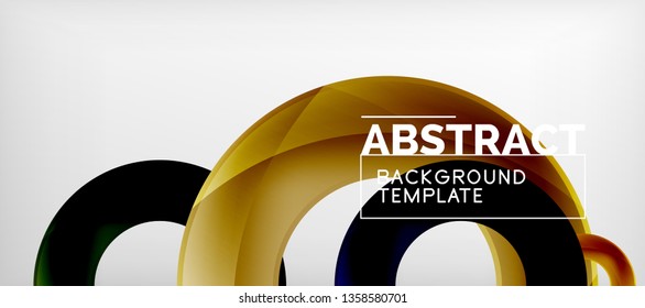 Flying circles geometric abstract background, vector illustration