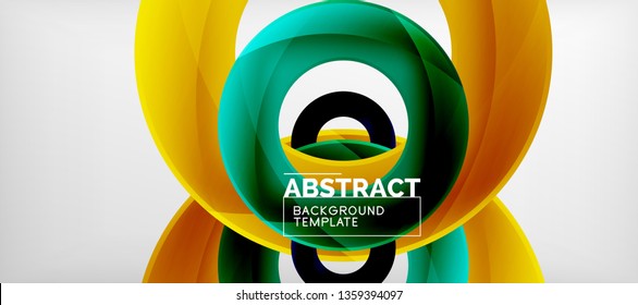 Volando círculos de fondo abstracto geométrico, ilustración vectorial