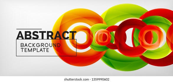 Flying circles geometric abstract background, vector illustration