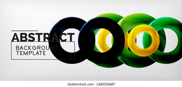 Fliegende Kreise, geometrischer abstrakter Hintergrund, Vektorgrafik