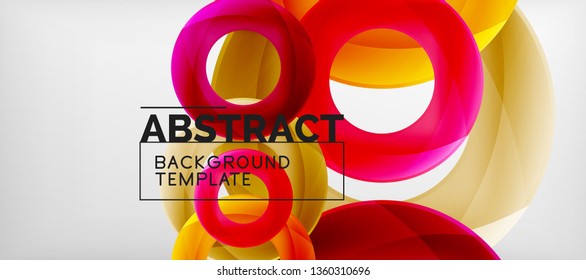 Flying circles geometric abstract background, vector illustration