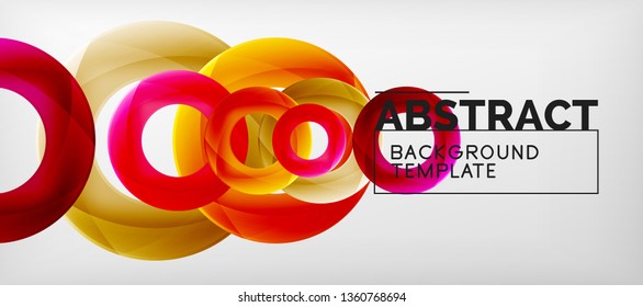 Flying circles geometric abstract background, vector illustration