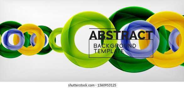 Flying circles geometric abstract background, vector illustration