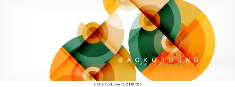 Flying circles geometric abstract background, vector