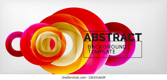Flying circles geometric abstract background, vector illustration