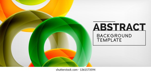 Flying circles geometric abstract background, vector illustration