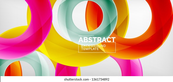 Volando círculos de fondo abstracto geométrico, ilustración vectorial