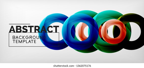 Fliegende Kreise, geometrischer abstrakter Hintergrund, Vektorgrafik