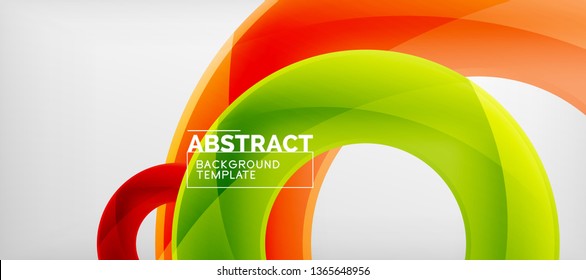 Flying circles geometric abstract background, vector illustration