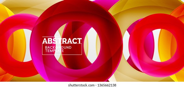 Flying circles geometric abstract background, vector illustration