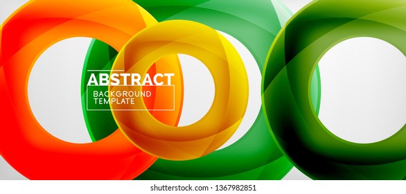 Flying circles geometric abstract background, vector illustration