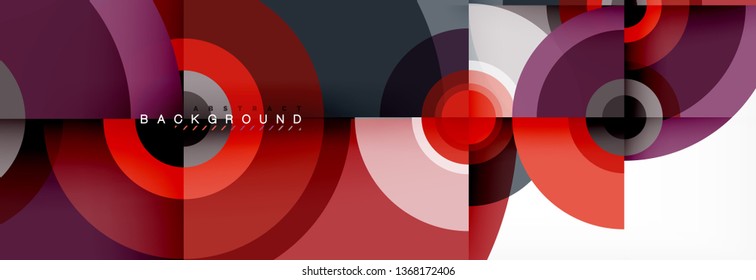 Flying circles geometric abstract background, vector