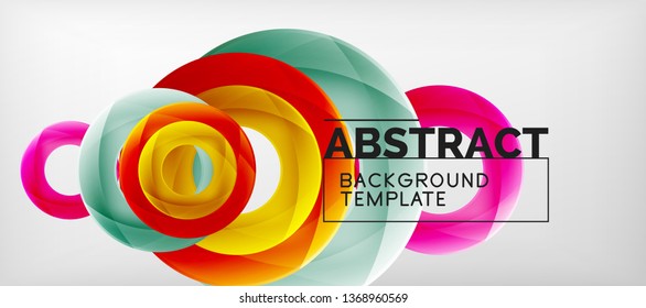 Fliegende Kreise, geometrischer abstrakter Hintergrund, Vektorgrafik