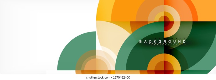 Flying circles geometric abstract background, vector
