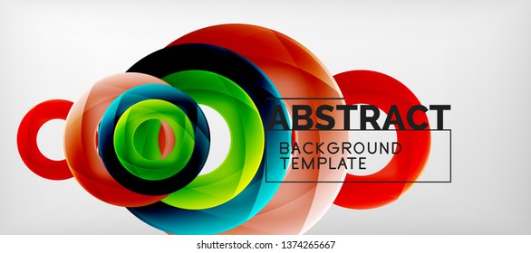 Círculos voadores abstrato geométrico plano de fundo, ilustração vetorial