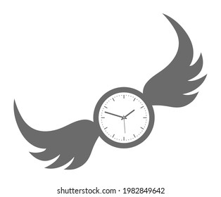 flying clock with wings icon isolated on white background