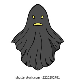 Flying cloth ghost. Scary ghost monster for Halloween. Cute cartoon spooky character