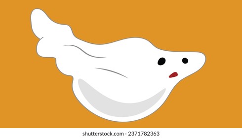 flying cloud character cartoon white ghost halloween spoky spirit