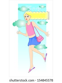 Flying in the clouds vector illustration 