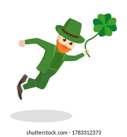 Flying with clover design character on white background