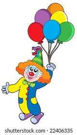 Flying clown with balloons