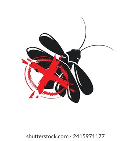 Flying cockroach warning sign vector graphic design. Danger of Flying cockroach attack vector illustration