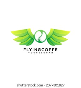flying coffee bean logo design vector