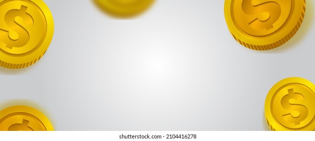 flying coins with blank for copy space template vector illustration