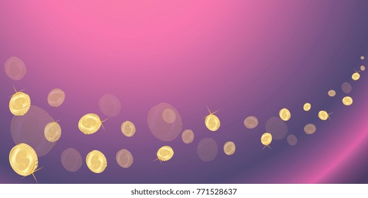 flying coins on a lilac pink gradient