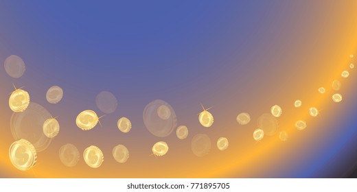 flying coins on a yellow blue gradient