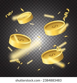 efecto flameador de monedas.blur.3d. cinta.vectores eps 10