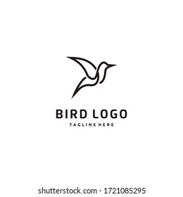 Diseño del logotipo de arte de la línea Colibri. Icono de símbolo de pájaro mínimo