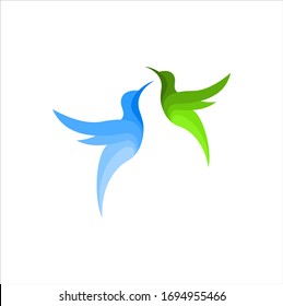 Concepto del logotipo del colibri volador. icono colorido para el logo de empresa, educación y empresa natural