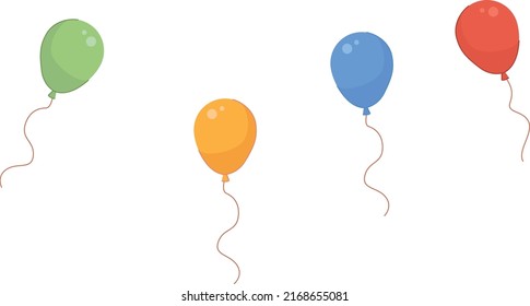 Flying color balloons. Party celebration cartoon decoration isolated on white background