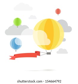 Globos de color volando. Plantilla para un texto